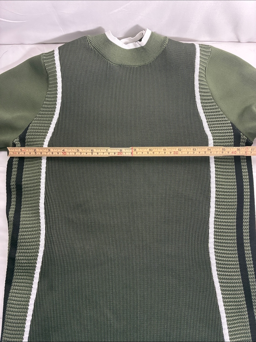 adidas Originals Olive Green Ribbed Knit Mock Neck Bodycon Dress size Large - Picture 8 of 9